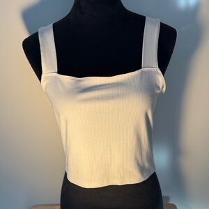 American Eagle Outfitters Cream Ribbed Crop Top